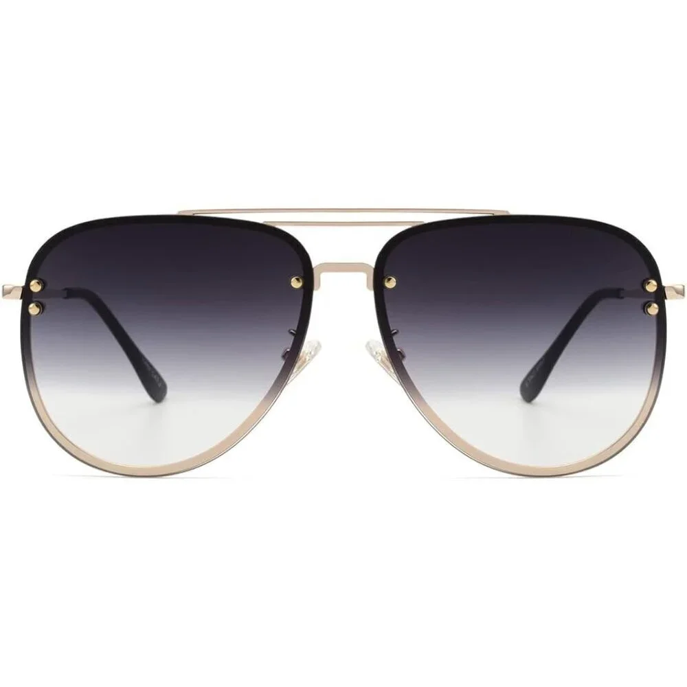 Oversized Aviator Sunglasses Women UV400 Gradient Smoke 65mm